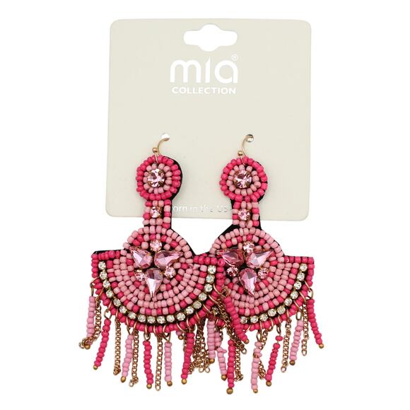 Mia Boho Seed Bead Beaded Rhinestone Statement Earrings #E1443 - Picture 1 of 1